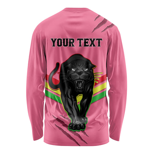 personalised-nrl-panthers-long-sleeve-shirt-premiers-2023-three-peat-proud-of-our-boys-pink