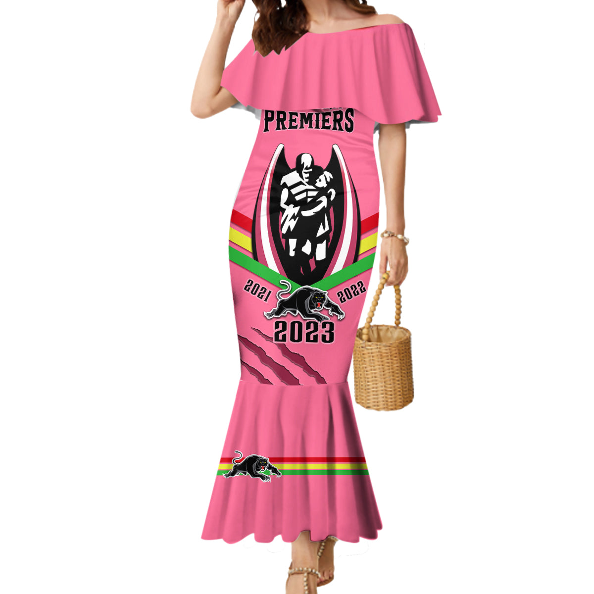 personalised-nrl-panthers-mermaid-dress-premiers-2023-three-peat-proud-of-our-boys-pink
