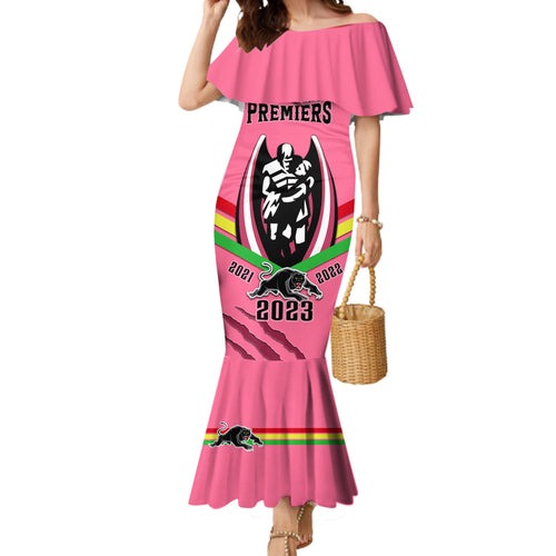 personalised-nrl-panthers-mermaid-dress-premiers-2023-three-peat-proud-of-our-boys-pink