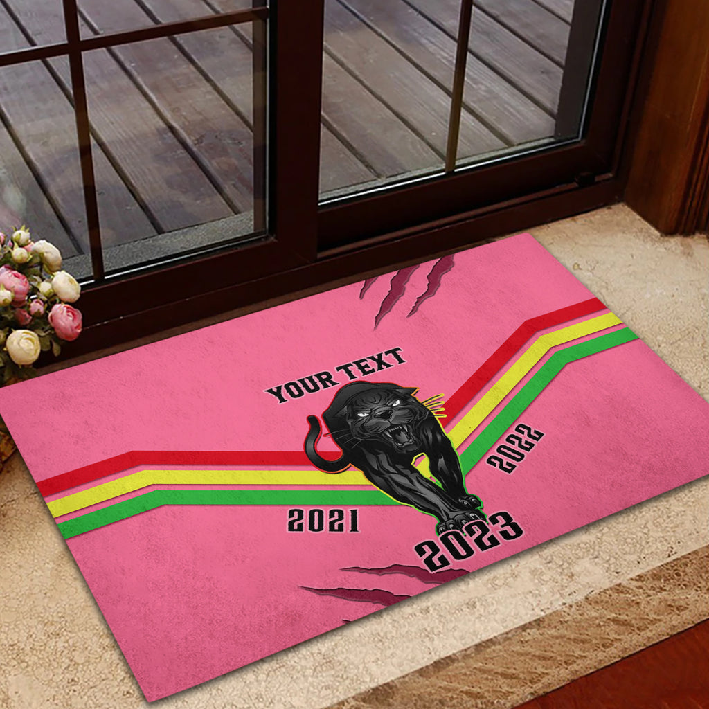 personalised-nrl-panthers-rubber-doormat-premiers-2023-three-peat-proud-of-our-boys-pink