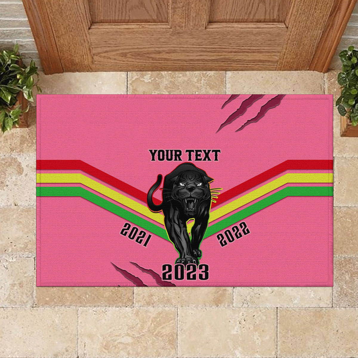 personalised-nrl-panthers-rubber-doormat-premiers-2023-three-peat-proud-of-our-boys-pink