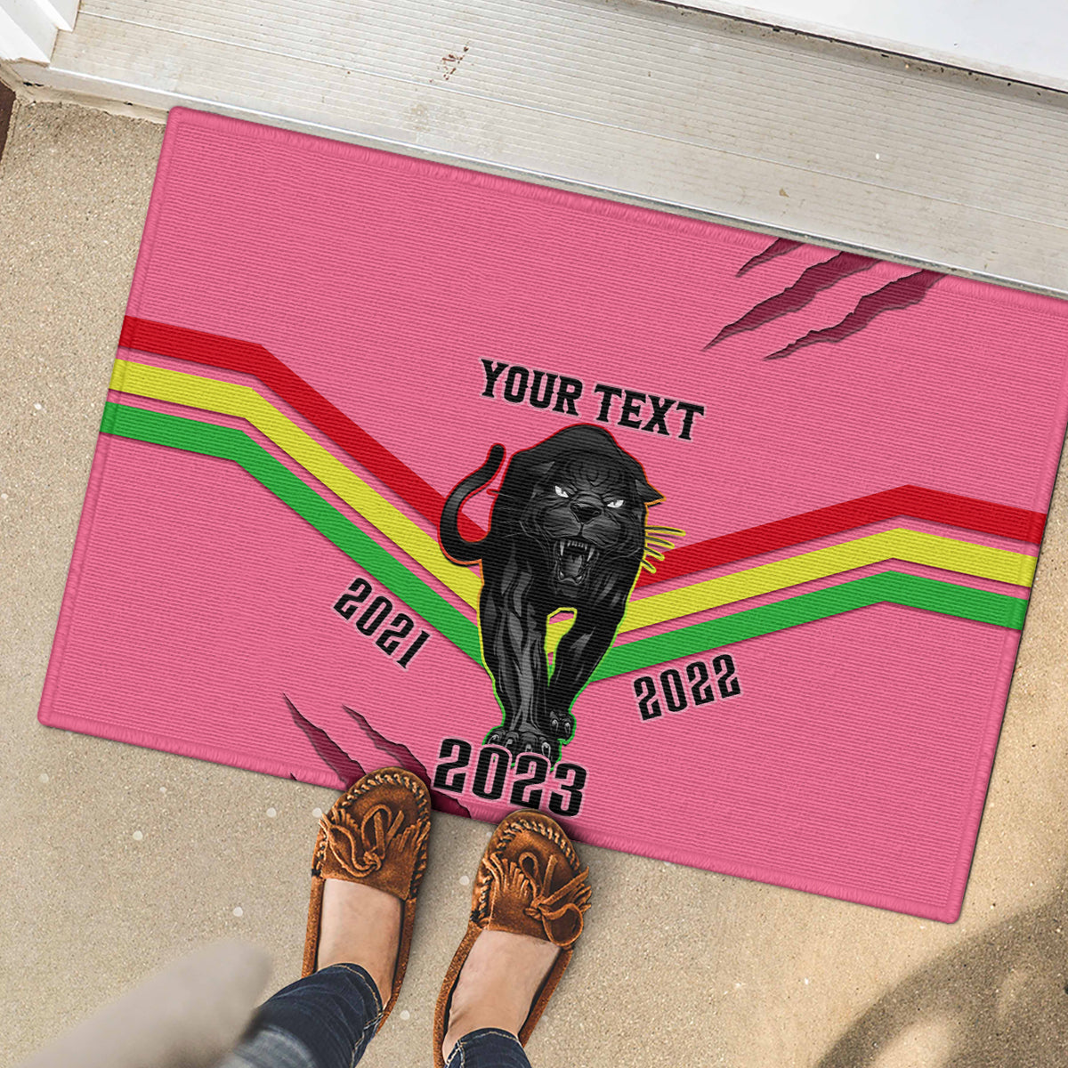 personalised-nrl-panthers-rubber-doormat-premiers-2023-three-peat-proud-of-our-boys-pink