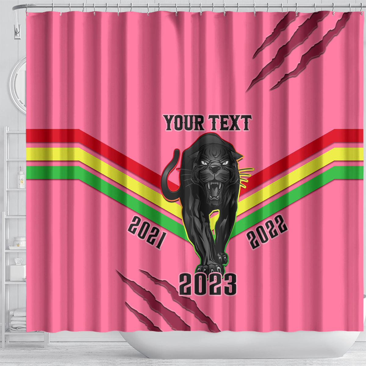 personalised-nrl-panthers-shower-curtain-premiers-2023-three-peat-proud-of-our-boys-pink