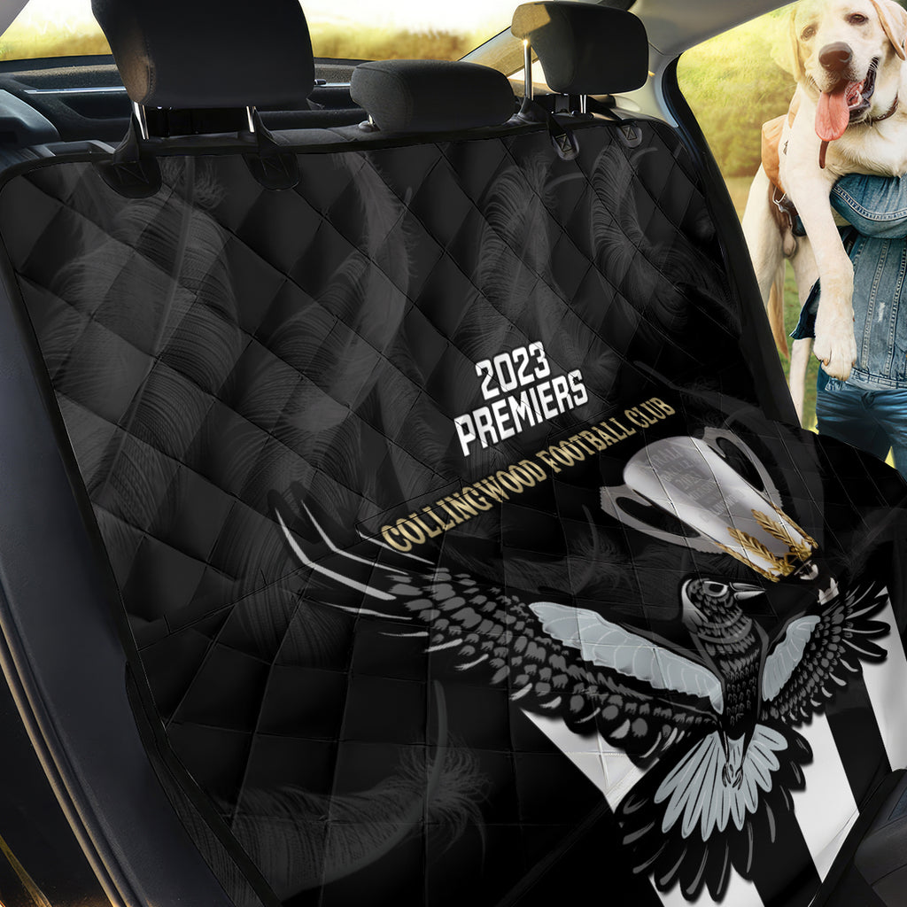 afl-collingwood-back-car-seat-cover-magpies-premiers-2023-with-trophy-proud