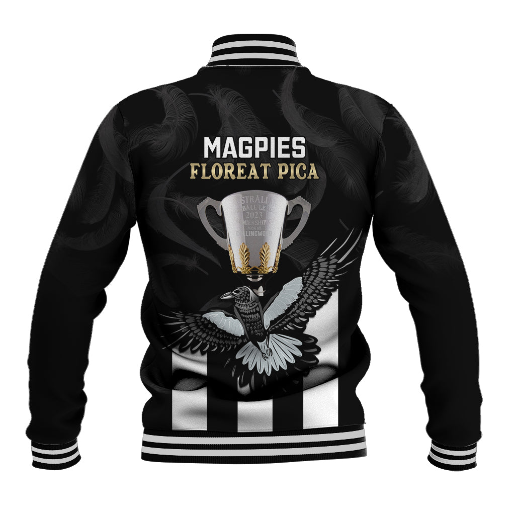 afl-collingwood-baseball-jacket-magpies-premiers-2023-with-trophy-proud