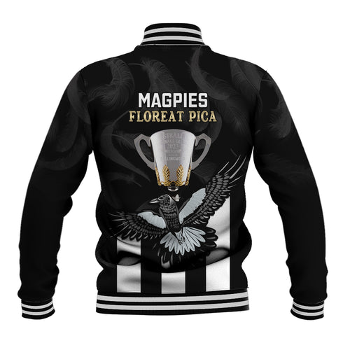 afl-collingwood-baseball-jacket-magpies-premiers-2023-with-trophy-proud