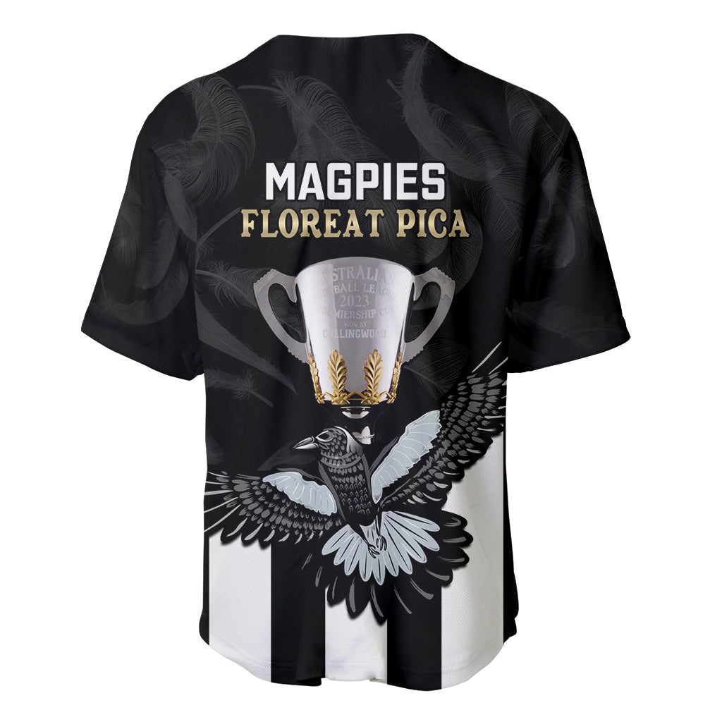 afl-collingwood-baseball-jersey-magpies-premiers-2023-with-trophy-proud