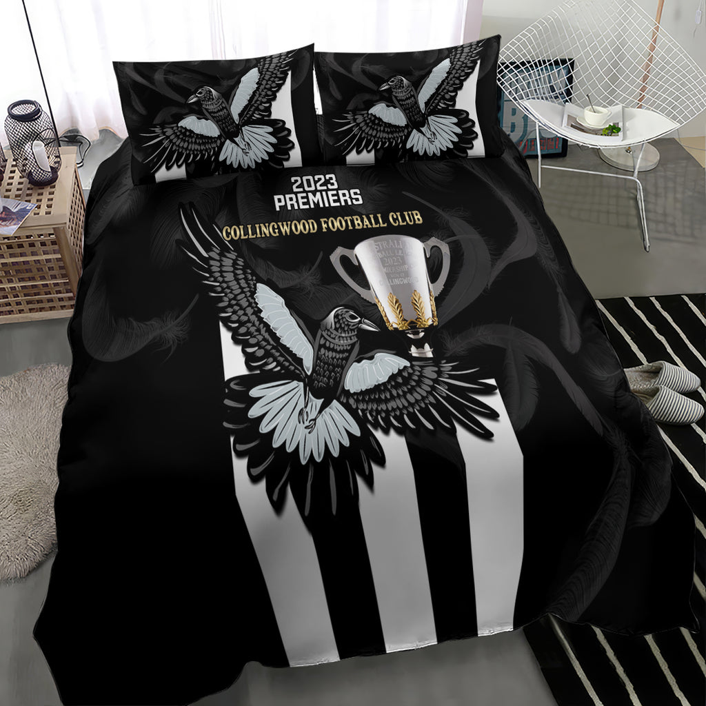 afl-collingwood-bedding-set-magpies-premiers-2023-with-trophy-proud