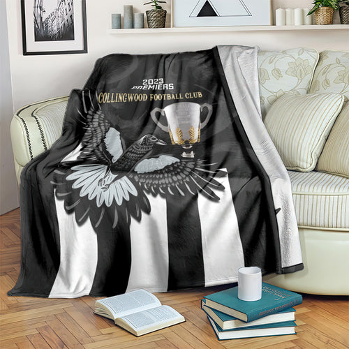 AFL Collingwood Blanket Magpies Premiers 2023 With Trophy Proud LT14