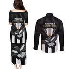 afl-collingwood-couples-matching-puletasi-dress-and-long-sleeve-button-shirts-magpies-premiers-2023-with-trophy-proud