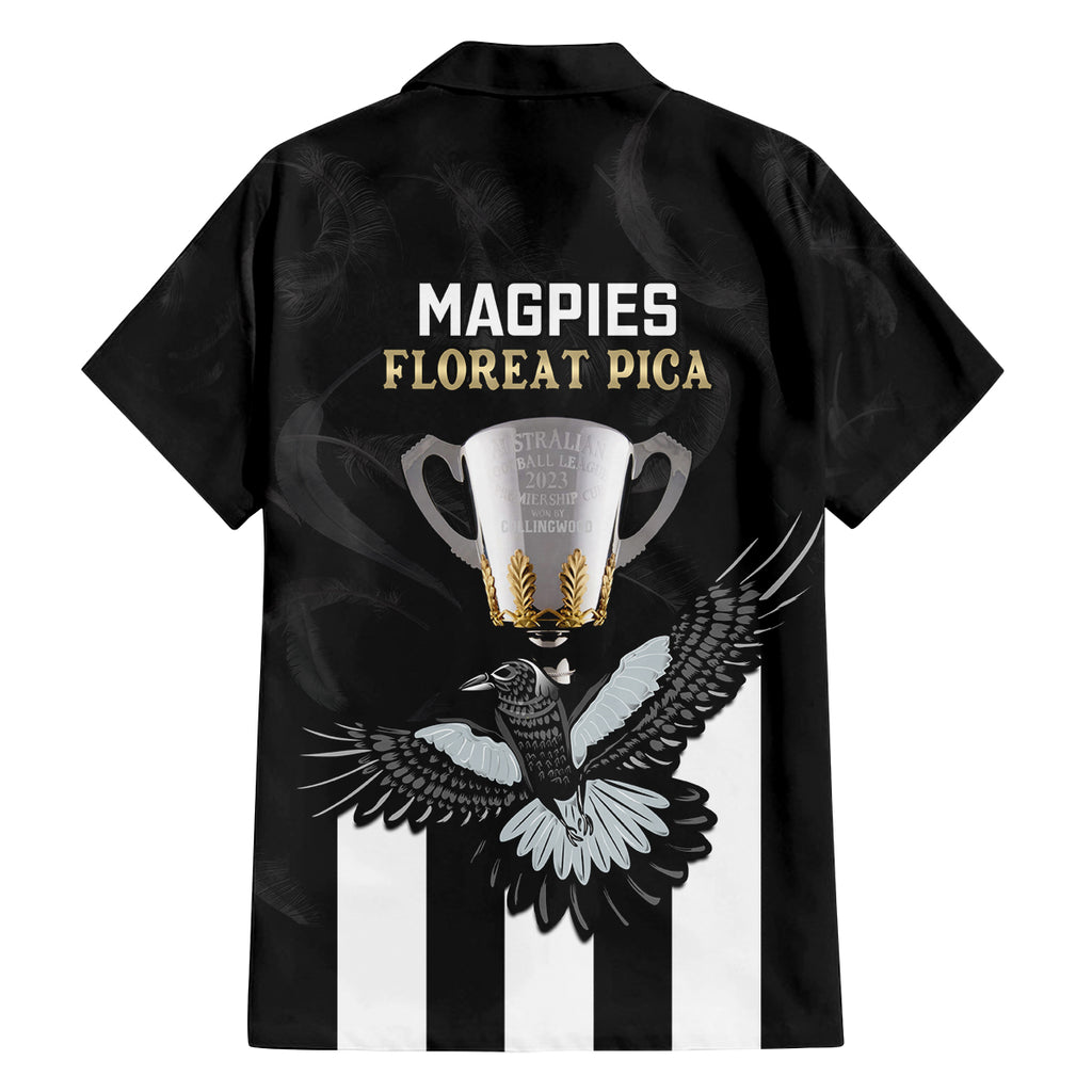 afl-collingwood-family-matching-off-shoulder-long-sleeve-dress-and-hawaiian-shirt-magpies-premiers-2023-with-trophy-proud