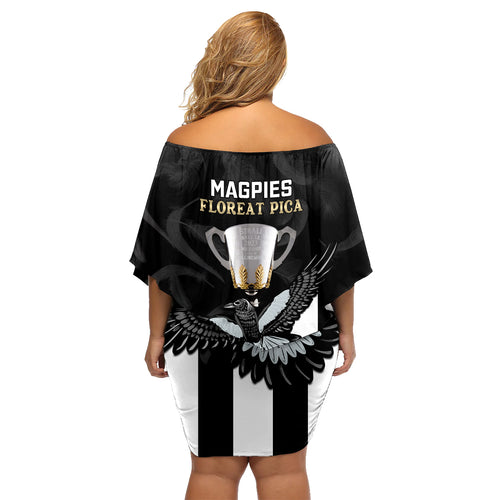 afl-collingwood-family-matching-off-shoulder-short-dress-and-hawaiian-shirt-magpies-premiers-2023-with-trophy-proud