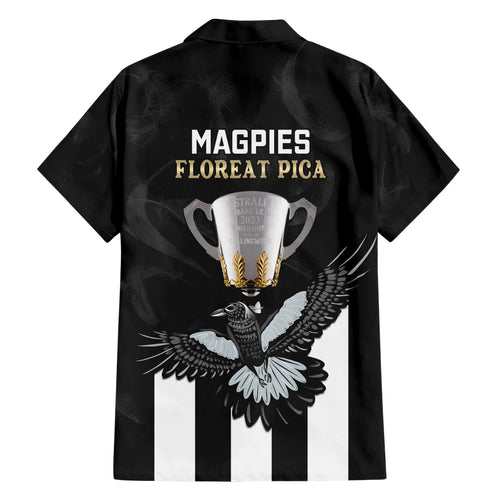 afl-collingwood-family-matching-short-sleeve-bodycon-dress-and-hawaiian-shirt-magpies-premiers-2023-with-trophy-proud