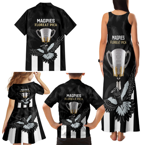 afl-collingwood-family-matching-tank-maxi-dress-and-hawaiian-shirt-magpies-premiers-2023-with-trophy-proud