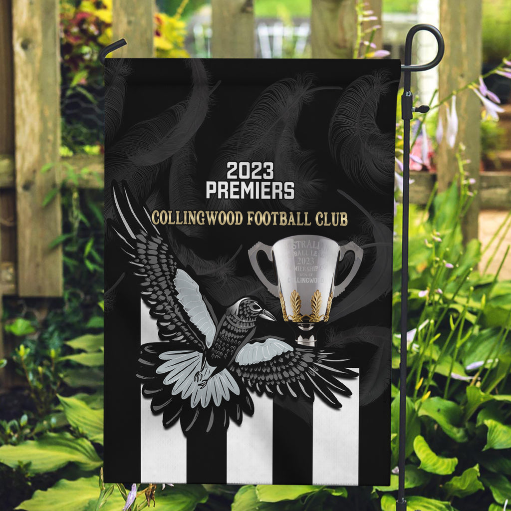 afl-collingwood-garden-flag-magpies-premiers-2023-with-trophy-proud
