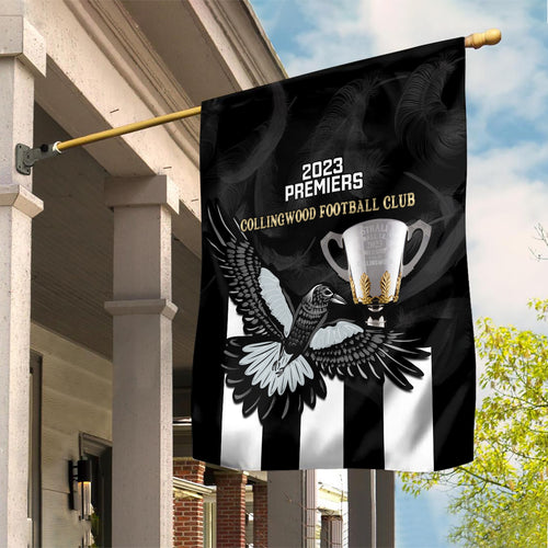 afl-collingwood-garden-flag-magpies-premiers-2023-with-trophy-proud