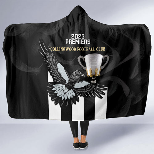 afl-collingwood-hooded-blanket-magpies-premiers-2023-with-trophy-proud