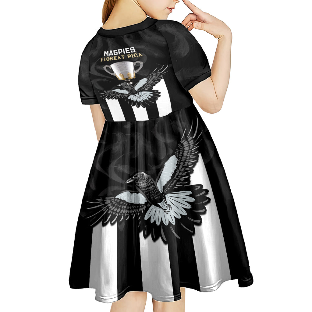afl-collingwood-kid-short-sleeve-dress-magpies-premiers-2023-with-trophy-proud