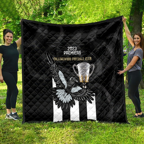 afl-collingwood-quilt-magpies-premiers-2023-with-trophy-proud