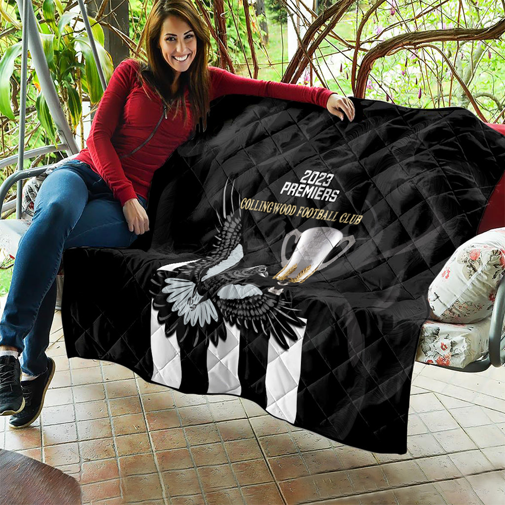afl-collingwood-quilt-magpies-premiers-2023-with-trophy-proud