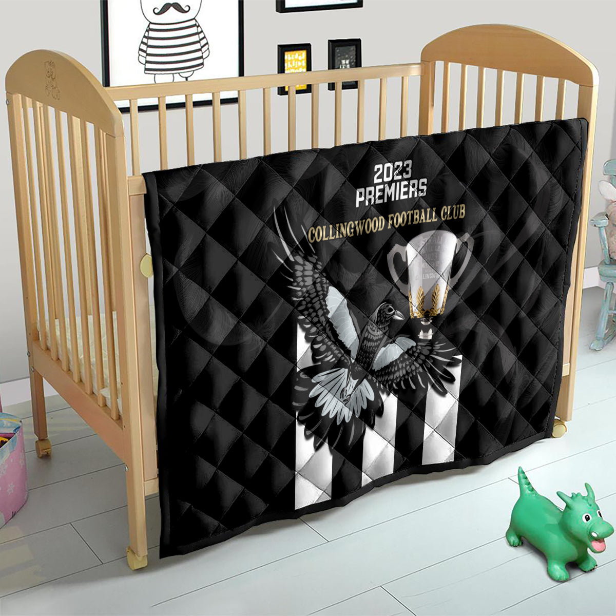 afl-collingwood-quilt-magpies-premiers-2023-with-trophy-proud