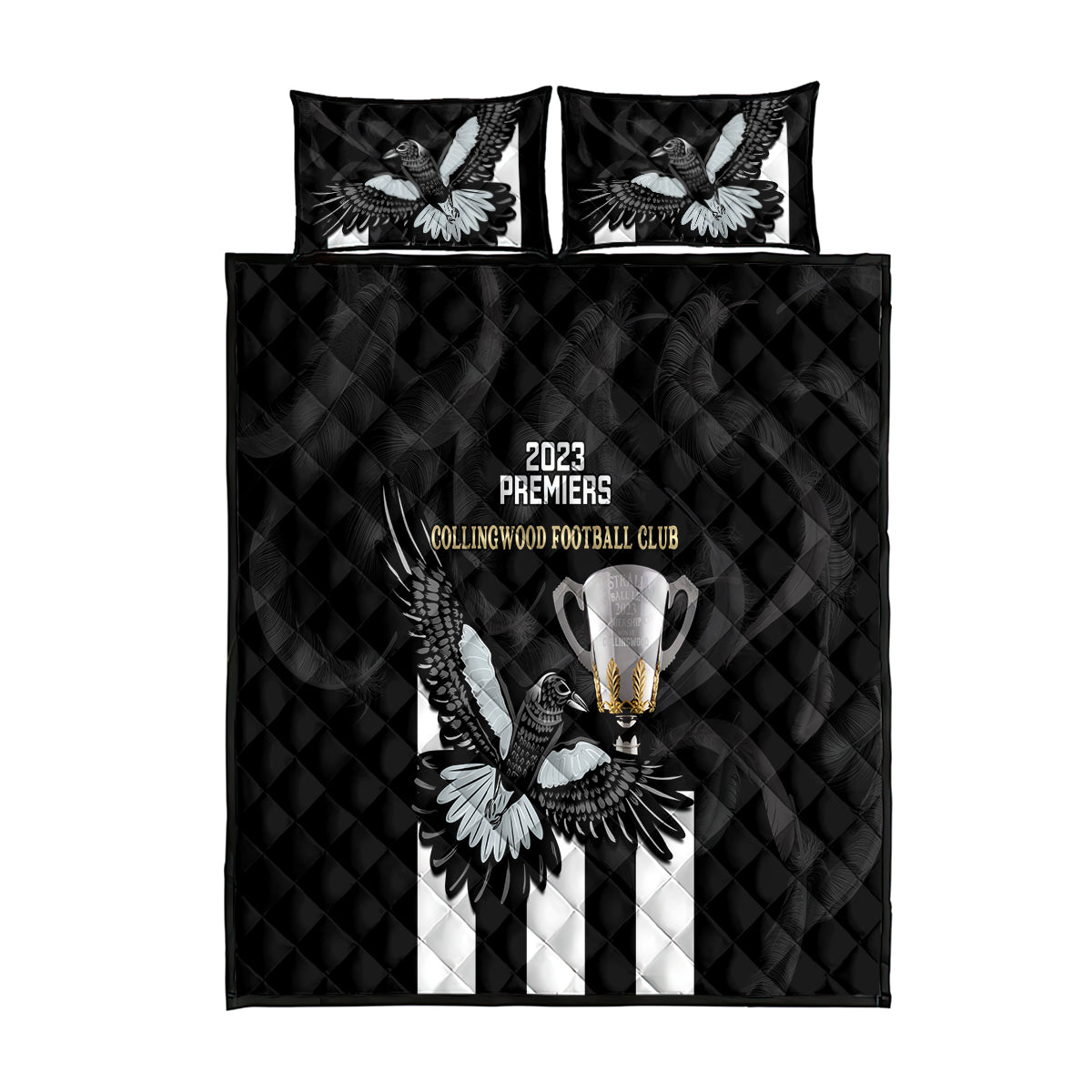 afl-collingwood-quilt-bed-set-magpies-premiers-2023-with-trophy-proud