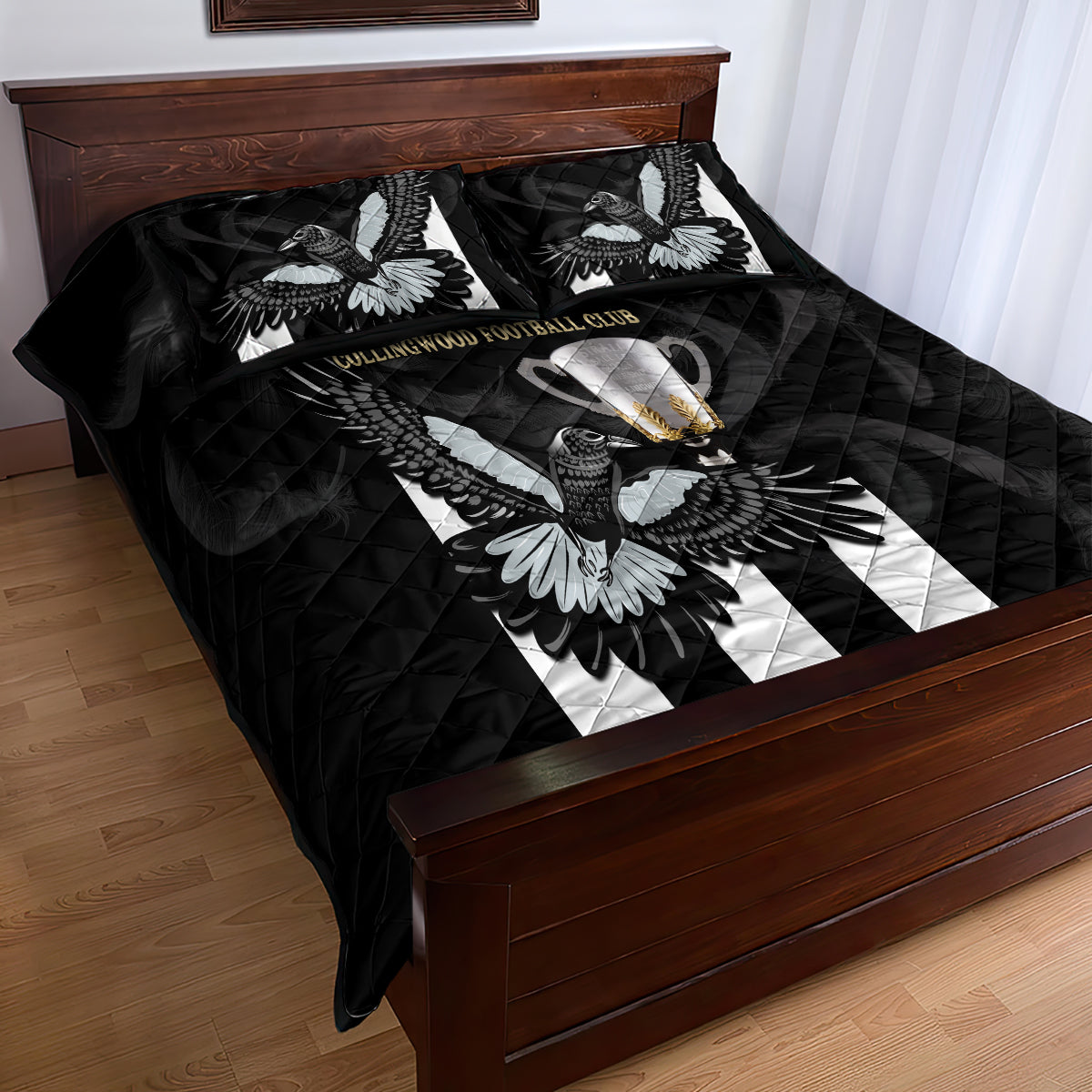 afl-collingwood-quilt-bed-set-magpies-premiers-2023-with-trophy-proud