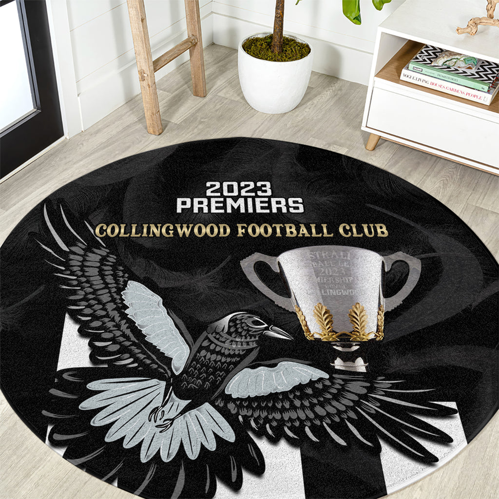 afl-collingwood-round-carpet-magpies-premiers-2023-with-trophy-proud