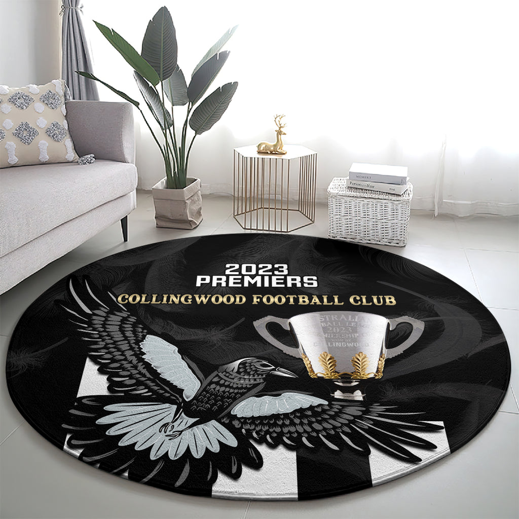 afl-collingwood-round-carpet-magpies-premiers-2023-with-trophy-proud