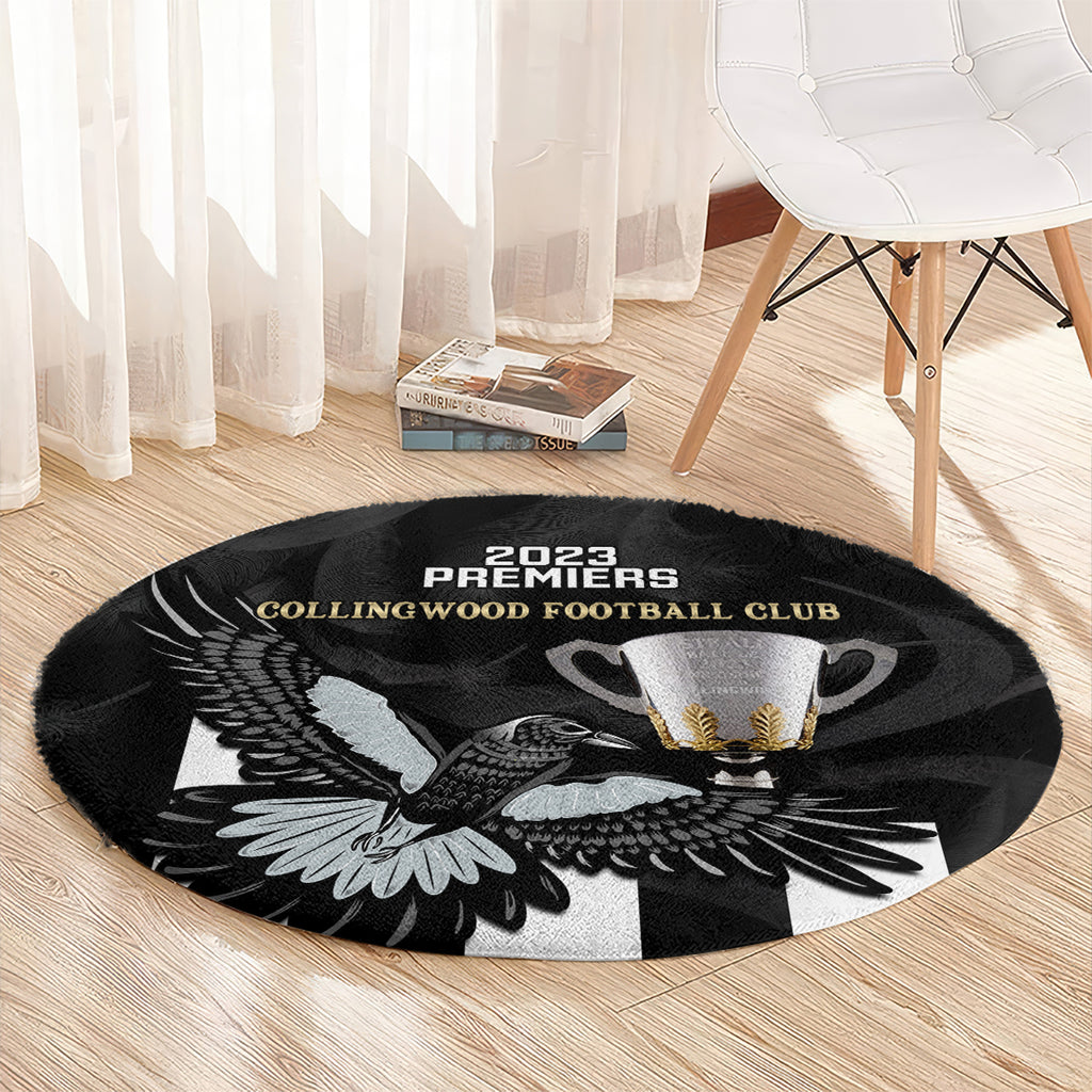 afl-collingwood-round-carpet-magpies-premiers-2023-with-trophy-proud