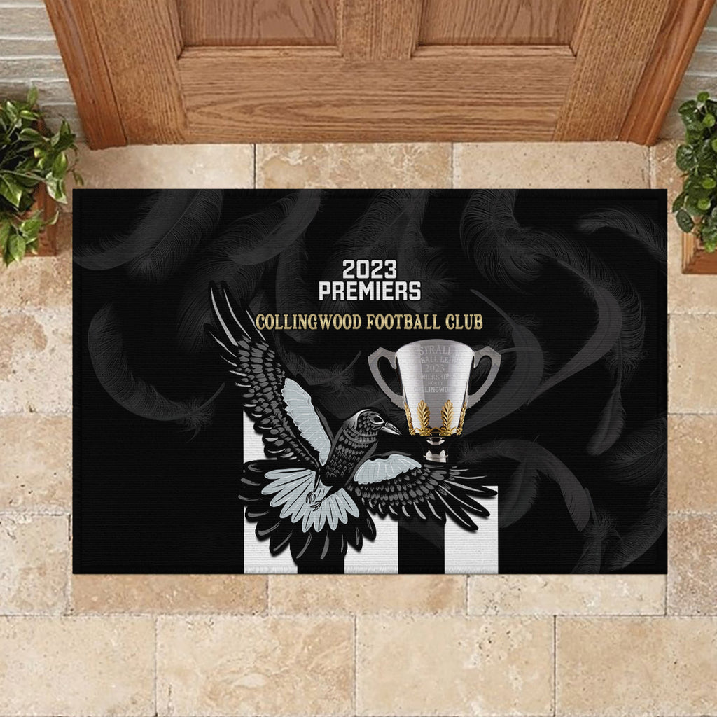 afl-collingwood-rubber-doormat-magpies-premiers-2023-with-trophy-proud