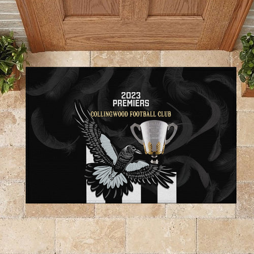 afl-collingwood-rubber-doormat-magpies-premiers-2023-with-trophy-proud