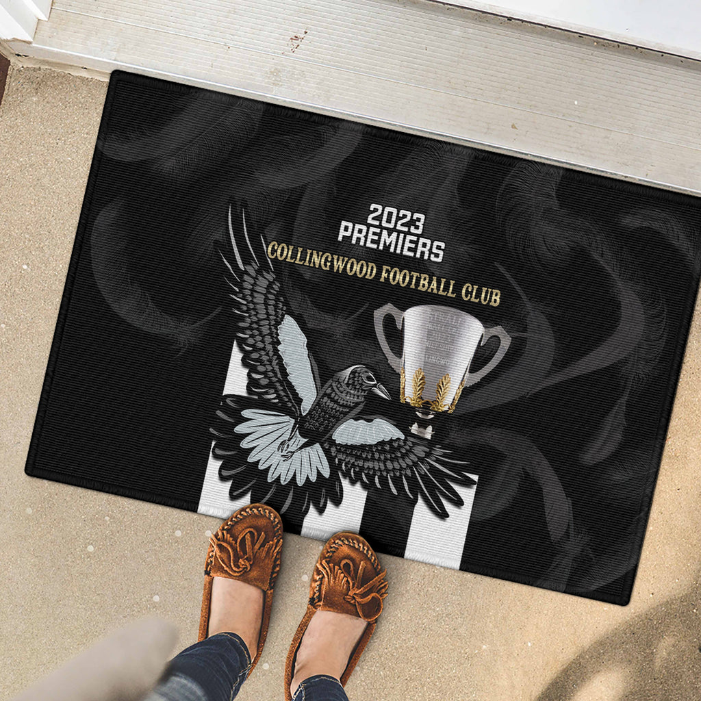afl-collingwood-rubber-doormat-magpies-premiers-2023-with-trophy-proud