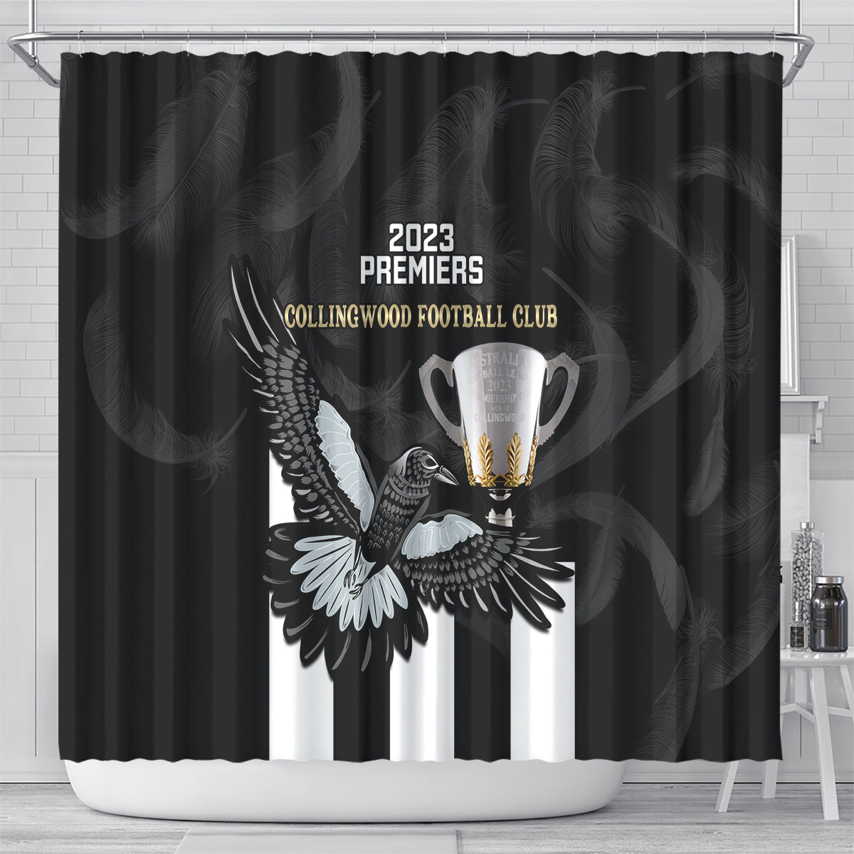afl-collingwood-shower-curtain-magpies-premiers-2023-with-trophy-proud