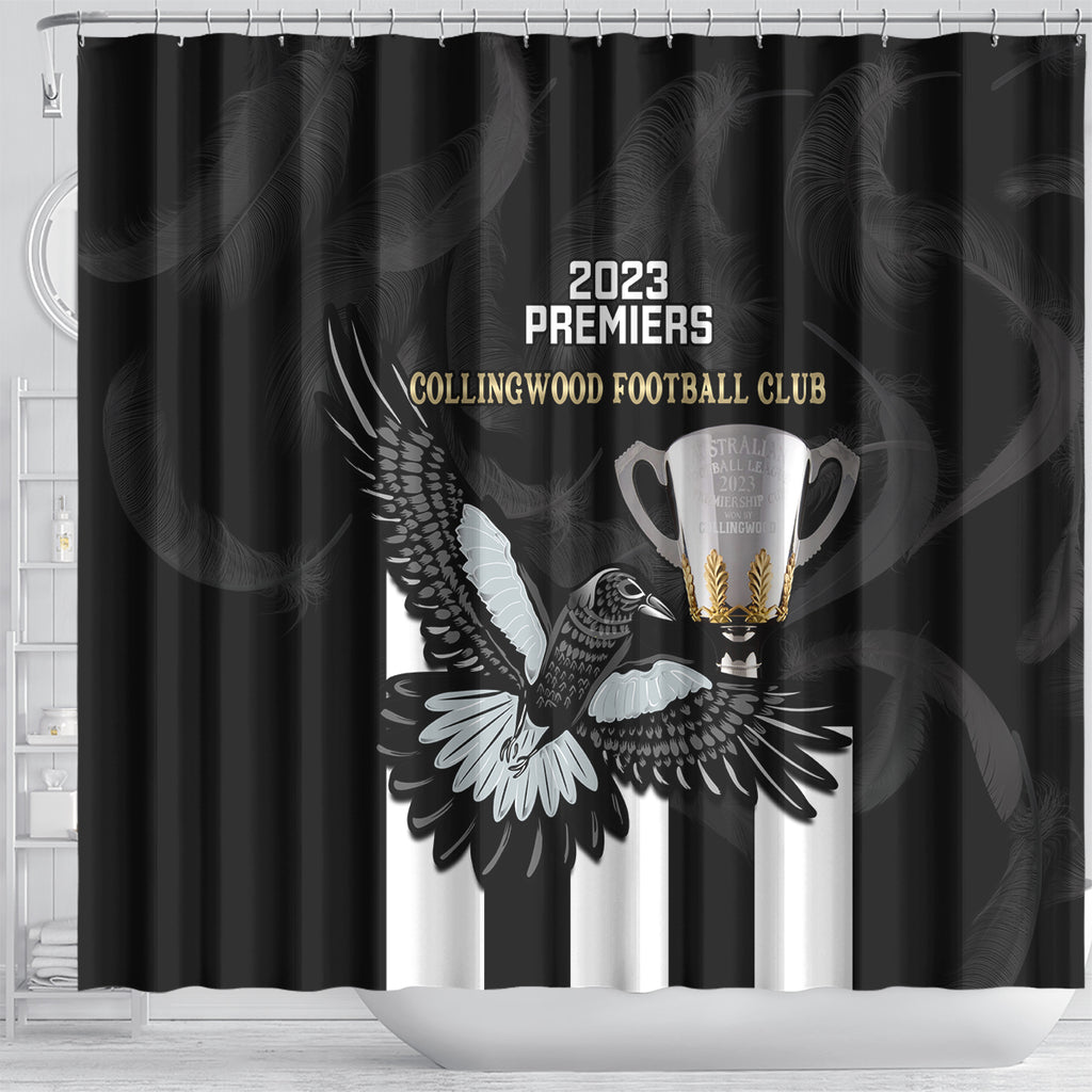 afl-collingwood-shower-curtain-magpies-premiers-2023-with-trophy-proud