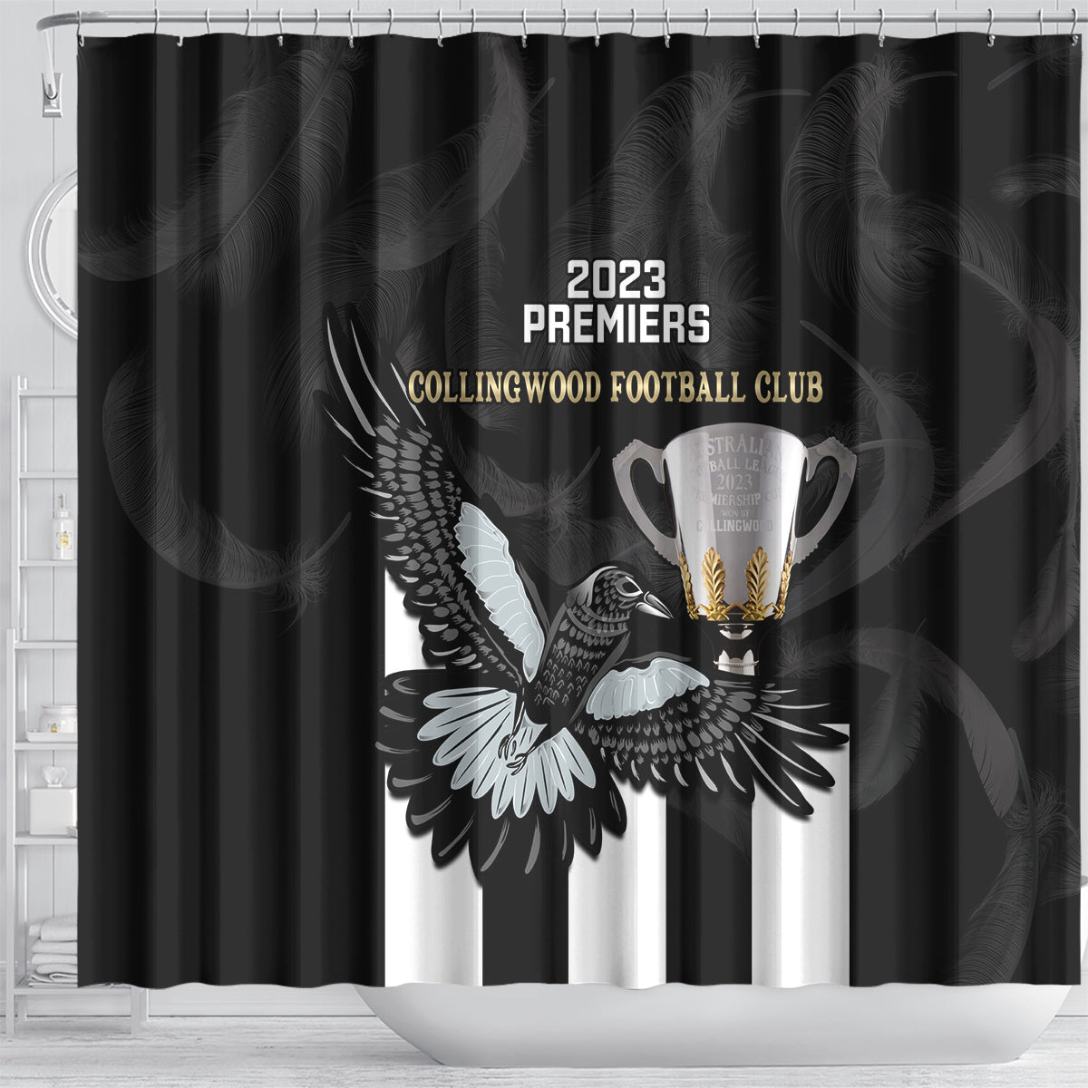 afl-collingwood-shower-curtain-magpies-premiers-2023-with-trophy-proud