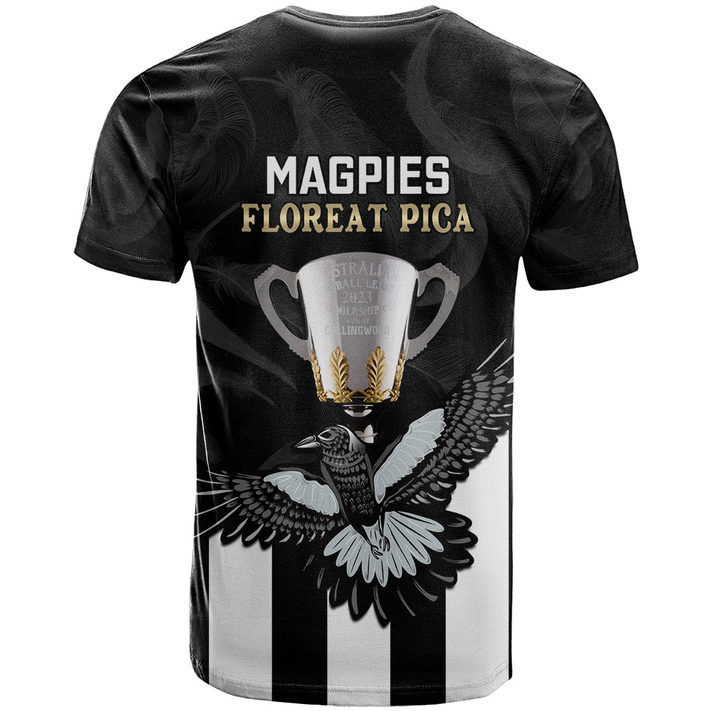 afl-collingwood-t-shirt-magpies-premiers-2023-with-trophy-proud