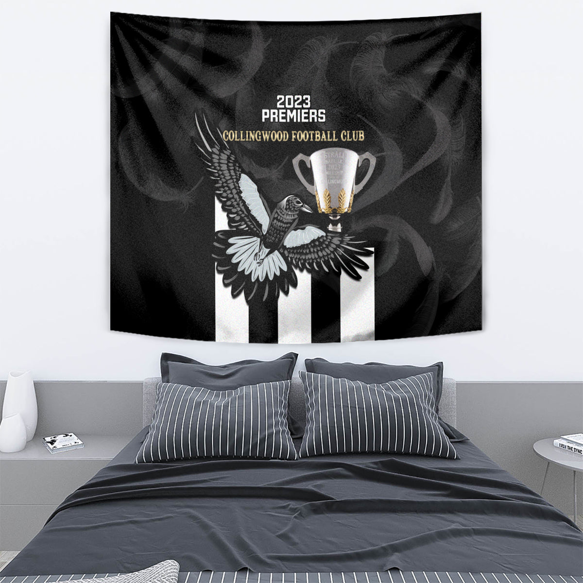 afl-collingwood-tapestry-magpies-premiers-2023-with-trophy-proud