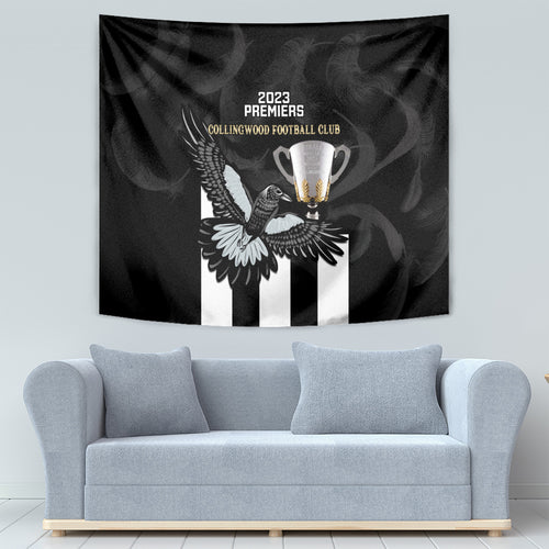 afl-collingwood-tapestry-magpies-premiers-2023-with-trophy-proud