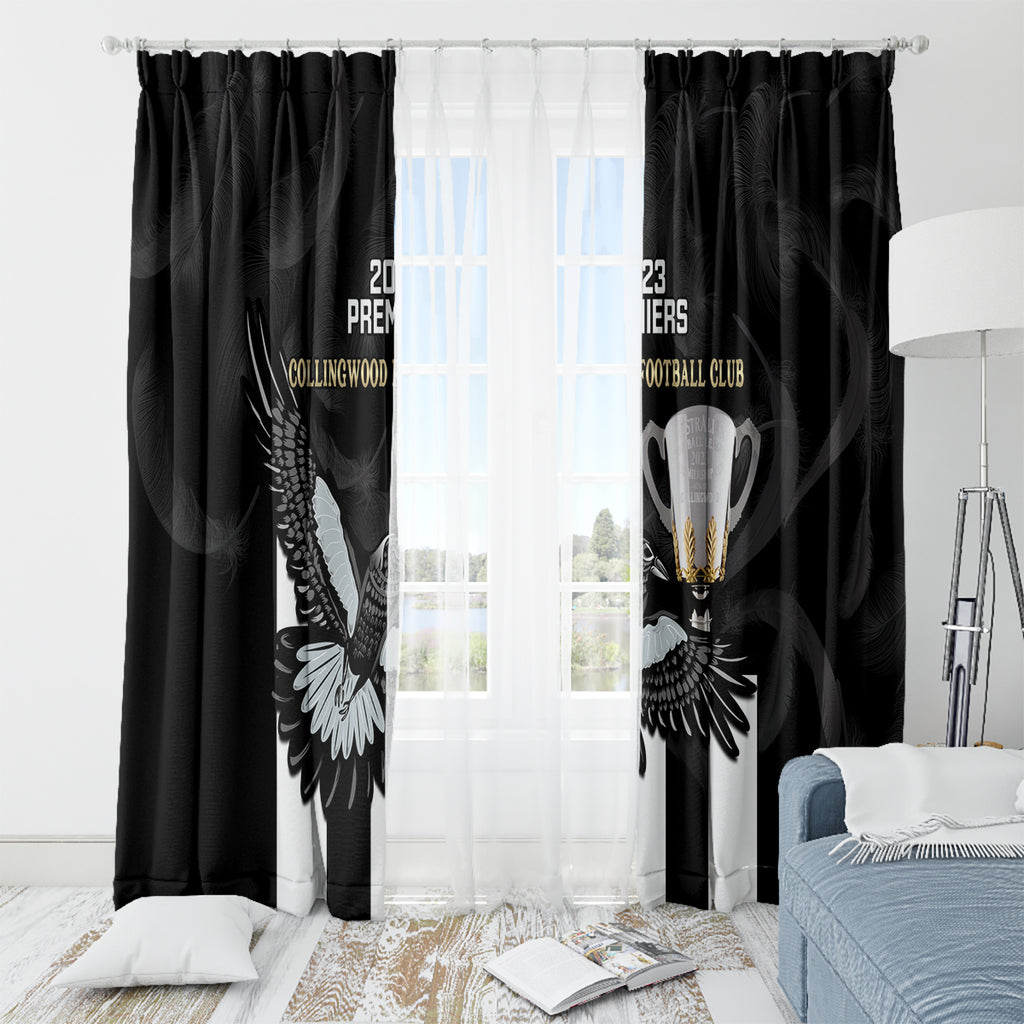 afl-collingwood-window-curtain-magpies-premiers-2023-with-trophy-proud