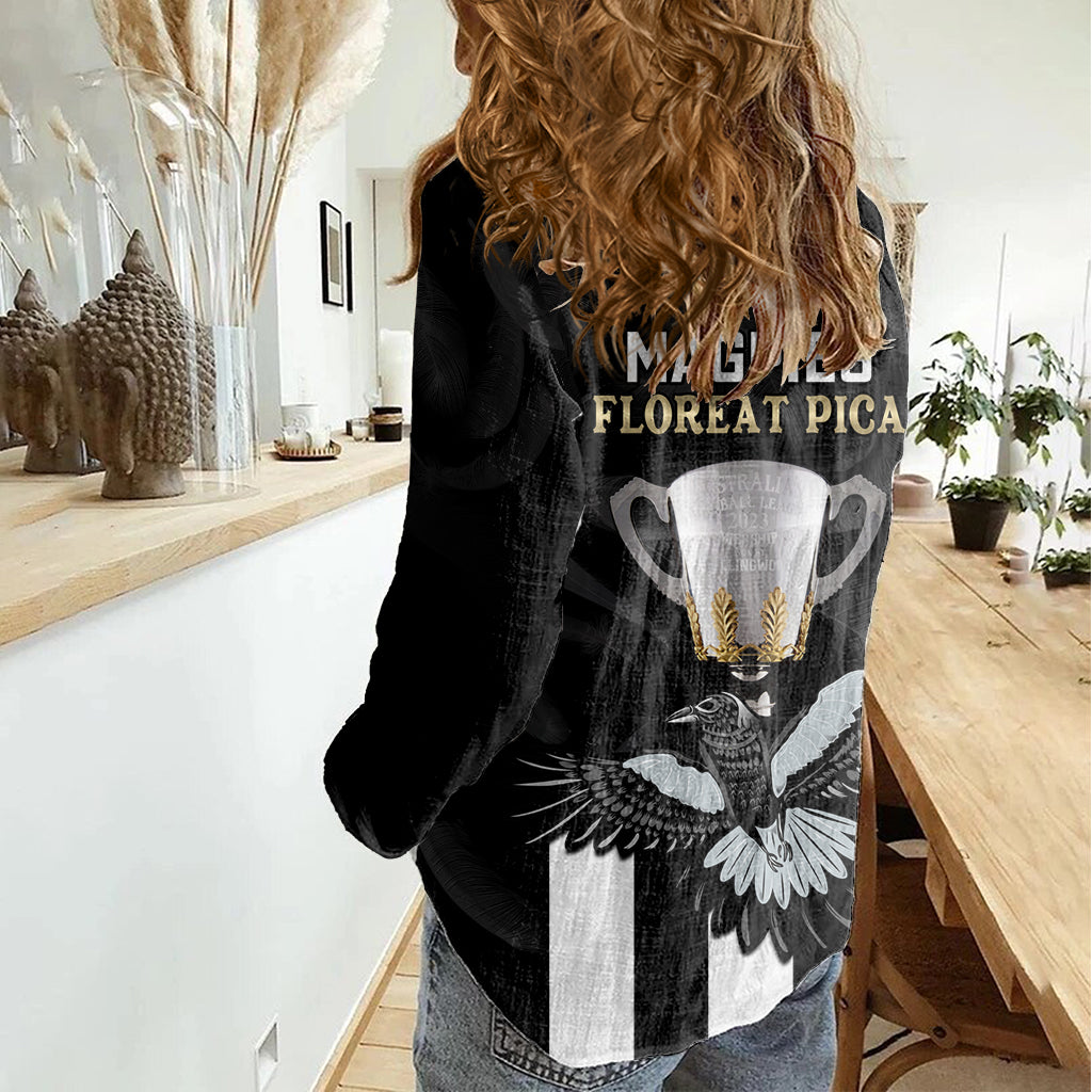 afl-collingwood-women-casual-shirt-magpies-premiers-2023-with-trophy-proud