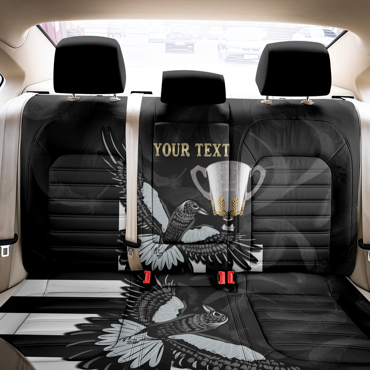 Personalised AFL Collingwood Back Car Seat Cover Magpies Premiers 2023 With Trophy Proud LT14