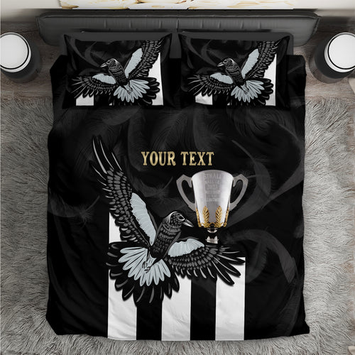 Personalised AFL Collingwood Bedding Set Magpies Premiers 2023 With Trophy Proud LT14