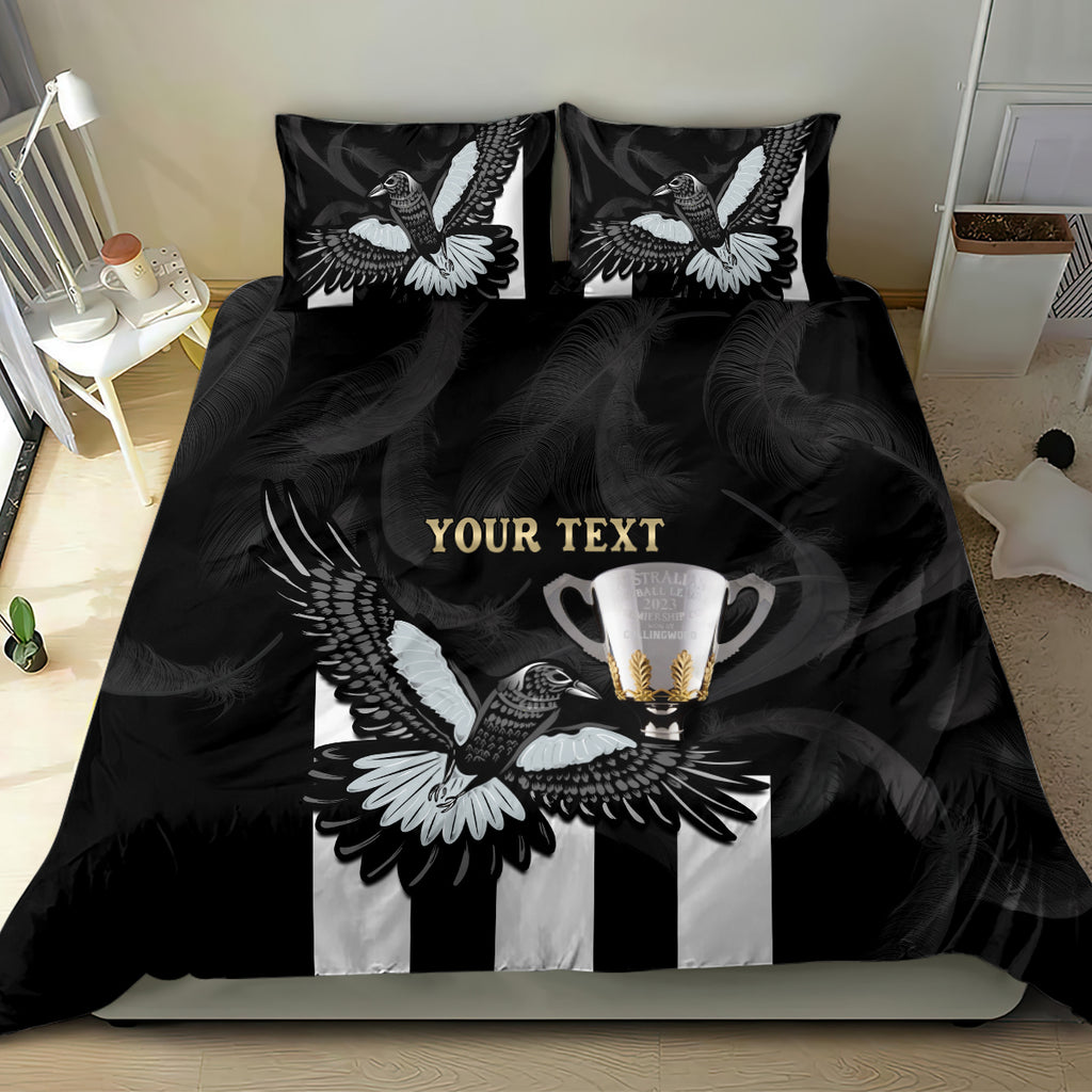 Personalised AFL Collingwood Bedding Set Magpies Premiers 2023 With Trophy Proud LT14