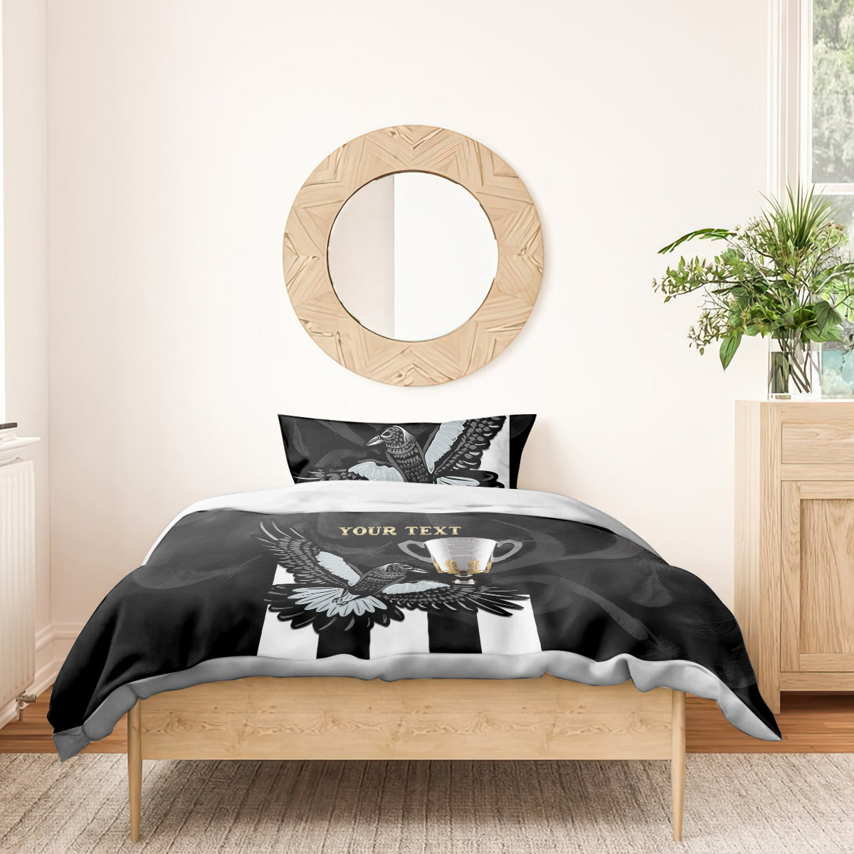Personalised AFL Collingwood Bedding Set Magpies Premiers 2023 With Trophy Proud LT14