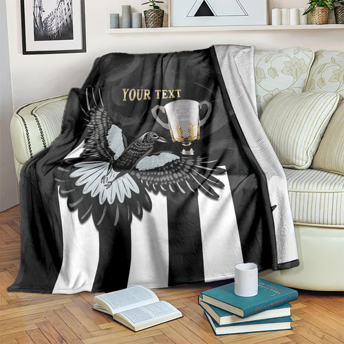 Personalised AFL Collingwood Blanket Magpies Premiers 2023 With Trophy Proud LT14