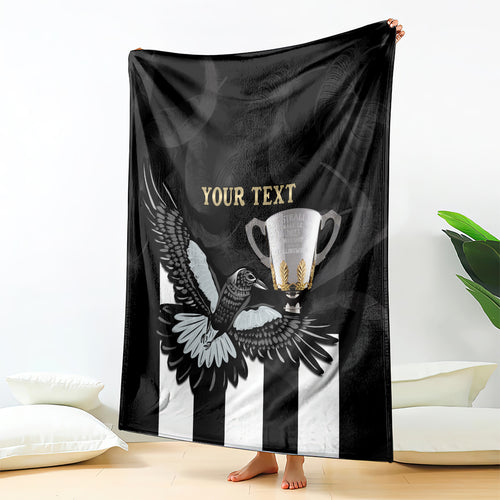 Personalised AFL Collingwood Blanket Magpies Premiers 2023 With Trophy Proud LT14