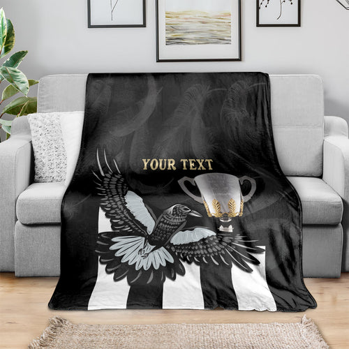 Personalised AFL Collingwood Blanket Magpies Premiers 2023 With Trophy Proud LT14