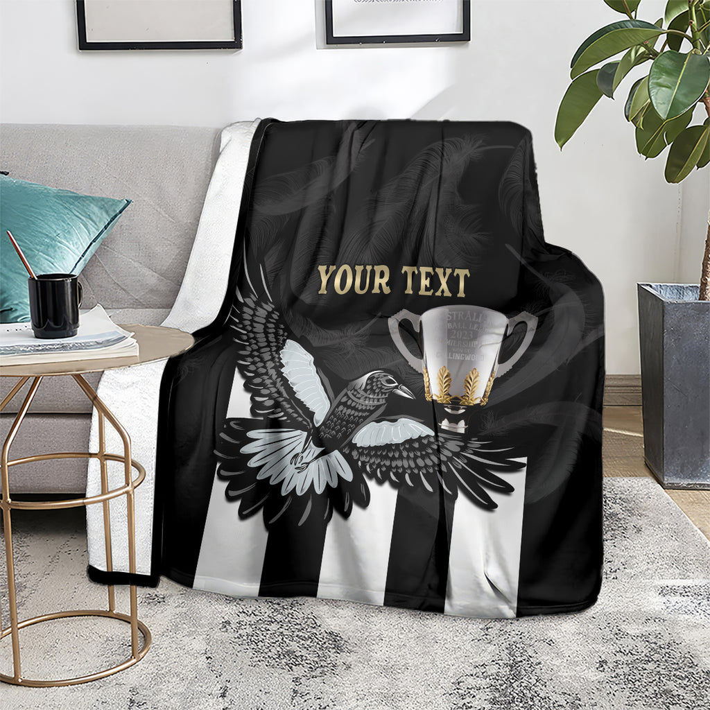 Personalised AFL Collingwood Blanket Magpies Premiers 2023 With Trophy Proud LT14