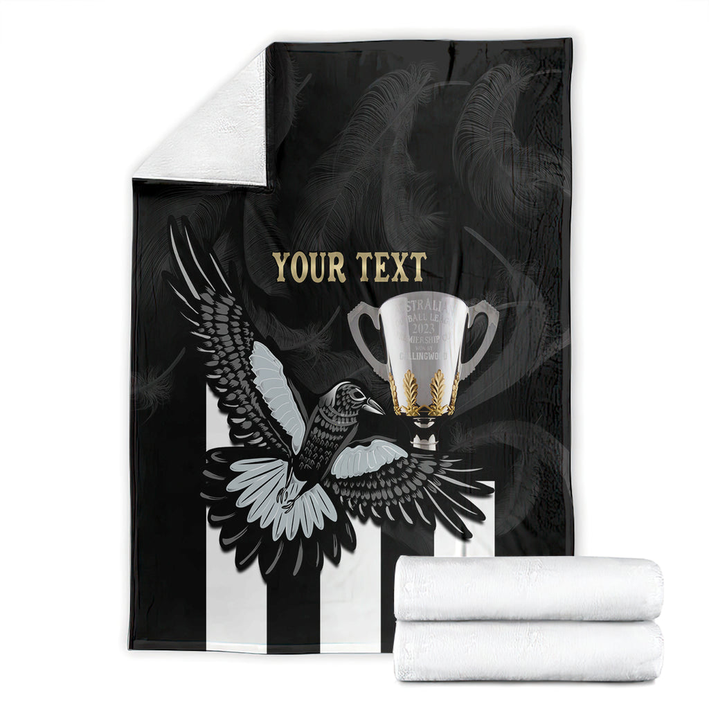 Personalised AFL Collingwood Blanket Magpies Premiers 2023 With Trophy Proud LT14